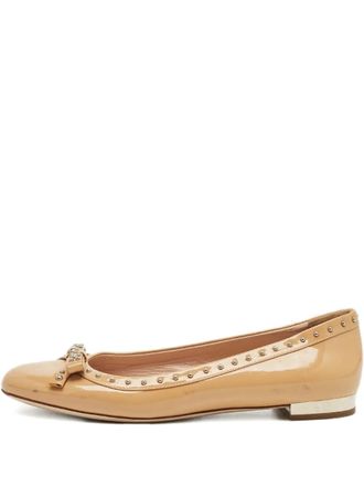 Miu Miu studded leather ballet flats - Neutrals