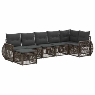 vidaXL Conjunto De Sof&aacute;s De Jard&iacute;n 7 Pcs Gris Y Gris Oscuro Vidaxl