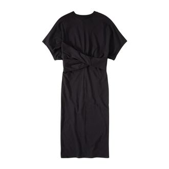 Closed Zwarte Gekruiste Katoenen Jurk - Dames - Casual kleedjes - Zwart - L - Katoen - Kleedjes