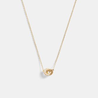 Coach Womens Interlocking Open Circle Pearl Pendant Necklace - Gold Metal - One Size