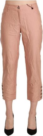 Ermanno Scervino High-Waisted Katoenen Broek - Dames - Vrijetijds broeken - Roze - M - Katoen - Broeken
