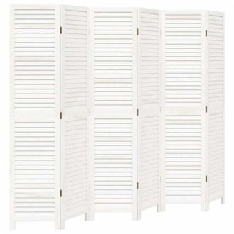vidaXL Divisorio Ambienti 6Pannelli Bianco Legno Massello di Paulownia vidaXL