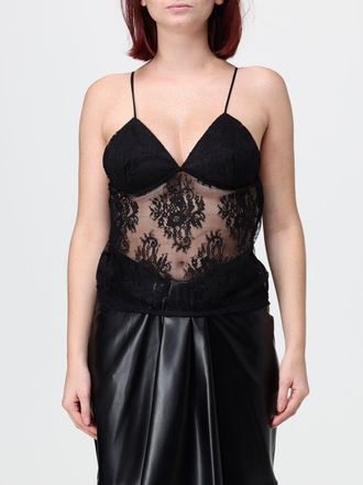 Hanita Top da sera in pizzo trasparente con spalline regolabili e scollo a V