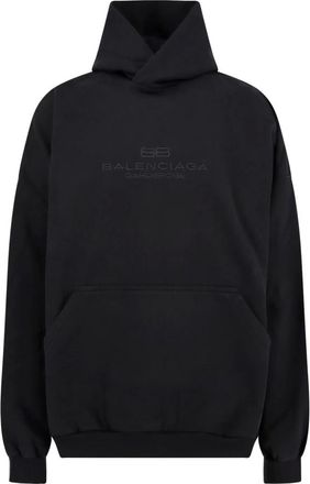 Balenciaga Hoodies, male, Black, Size: XS Black Sweater with Front Kangaroo Pocket