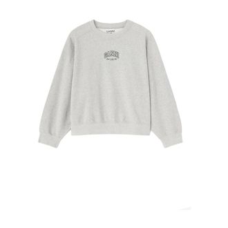 Ganni Sweatshirt met ronde hals en logo - Dames - Sweatshirts & Hoodies - Grijs - Maat: L Katoen