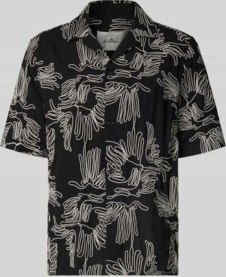 Les Deux Freizeithemd mit floralem Allover-Stitching Modell Liam in Black, Gr&ouml;&szlig;e XXL