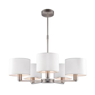 Loops Ceiling Pendant Light Matt Nickel Plate & Vintage White Fabric 5 x 40W E14 in Metallics