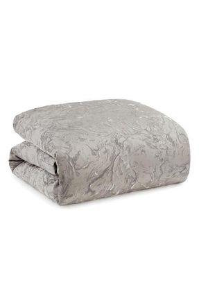 DKNY Liquid Marble Duvet Cover in Platinum at Nordstrom, Size Queen