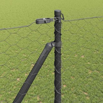 Berkfield Home Hexagon Fence Grey 1.6x50 m Steel