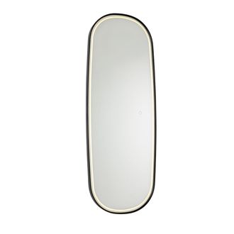 QAZQA Moderno Espejo De Ba&ntilde;o Moderno Negro Con Led Y Atenuador T&aacute;ctil - Geraldien Vidrio /aluminio Ovalada Incluye Led Max. 1 X 28 Watt - Qazqa