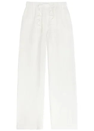 Cherry Los Angeles Wide-leg Linen Beach Trousers - Ivory - Xxl