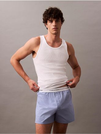 Calvin Klein Mens Cotton Poplin Boxer - Blue - XL
