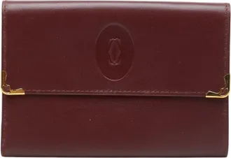 Cartier Must Bordeaux Wine Red Leather Wallet (Tri-Fold) (Pre-Owned)
