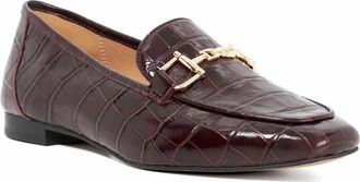 Dune London Womens Ladies Grained - Suede Metal Trim Loafers - Burgundy - Size UK 5