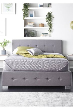 Aspire Home Accents Side Opening Ottoman Storage in Grey Linen | Size: Super King