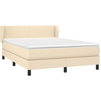 vidaXL Cama Box Spring Con Colch&oacute;n Tela Color Crema 140x200 Cm Vidaxl