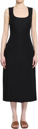 Jacquemus Sleeveless Square Neck Midi Jurk - Dames - Casual kleedjes - Zwart - M - Linnen - Kleedjes