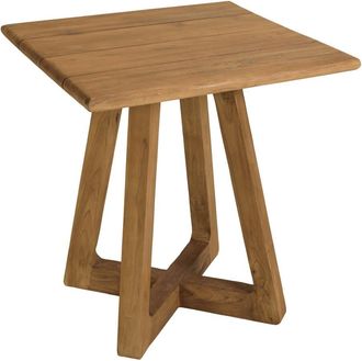 Macabane Mesa de comedor de jard&iacute;n cuadrada de madera de teca reciclada