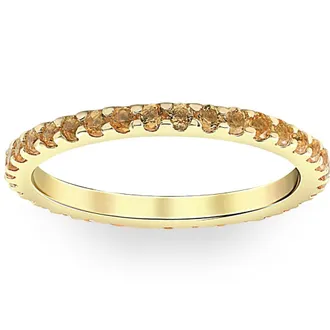 Pompeii3 3/4Ct Genuine Citrine Eternity Ring Stackable Band 10k Yellow Gold