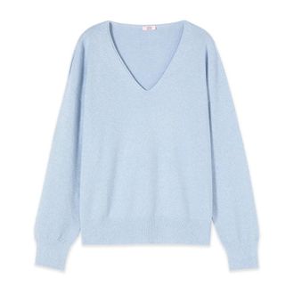 Oltre Sweatshirts - Dames - V-hals truien - Blauw - S/M - Truien & Vesten