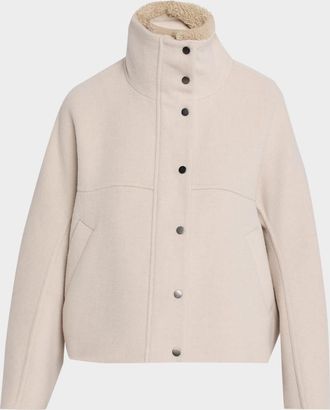 Brunello Cucinelli Wool-Cashmere Coat With Lamb Shearling Collar