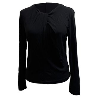 Anine Bing Amaya Twisted Long Sleeve Blouse in Black Viscose