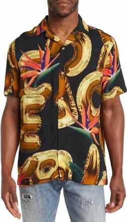 Icecream Float On Short Sleeve Woven Shirt In Black