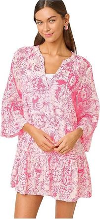 Lilly Pulitzer Livana Cover-Up Womens Swimwear Cherry Blossom Pink Fleur De Lilly : XXS, Cotton/Rayon