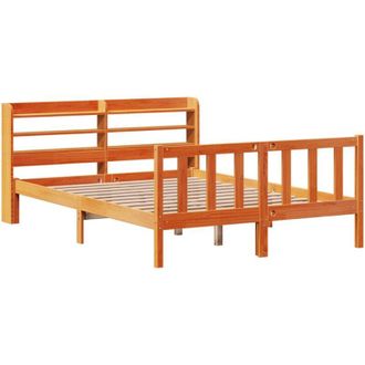 vidaXL Vidaxl - Bed Frame with Headboard without Mattress Wax Brown 135x190 cm Double