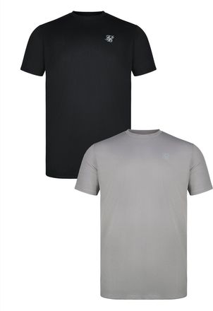 Siksilk para Hombres Negro, Gris Paquete de 2 Camisetas Ajuste Muscular XXL