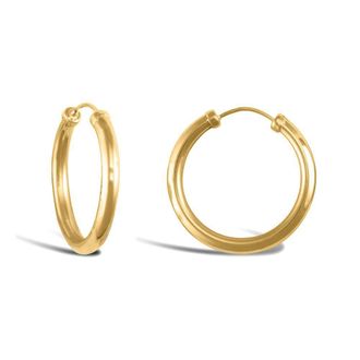 Jewelco London 9ct Gold Capped Sleeper 2.5mm Hoop Earrings 20mm