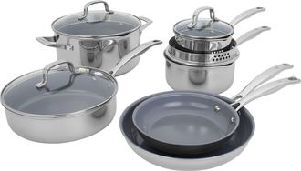 J.A. Henckels International Clad H3 10-pc Stainless Steel Ceramic Nonstick Cookware Set
