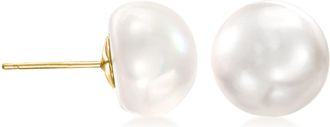 Ross-Simons 10-11mm Cultured Button Pearl Stud Earrings in 14kt Yellow Gold