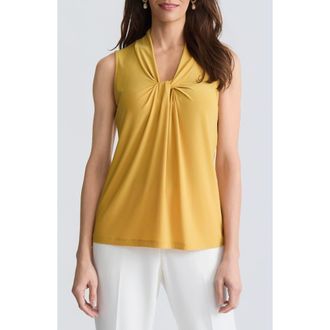 Kasper Sleeveless Knot Front Jersey Top in Butterscotch at Nordstrom, Size X-Small