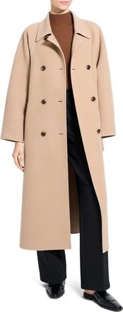 Theory Double Breasted Wool Blend Coat in Palomino - Tsi at Nordstrom, Size Medium