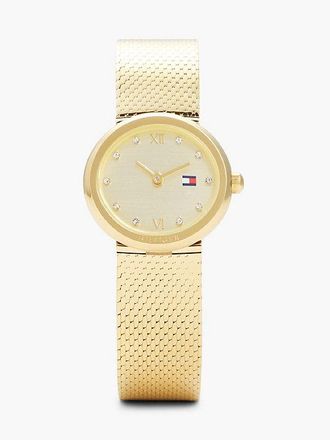 Tommy Hilfiger Reloj de acero inoxidable chapado en oro