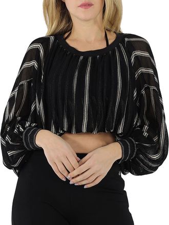 Roberto Cavalli Ladies Black / Gold Deconstructed Knit Top, Brand Size 44 ( US Size 10 )