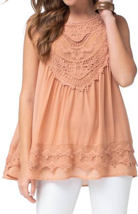 Entro Crochet Bohemian Tank In Blush