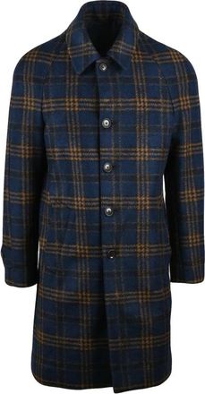 Luigi Bianchi Mantova Lange jas - Heren - Mantel - Blauw - M - Wol - Jassen