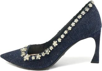 Dior Pumps denim con decorazione floreale 80mm - Blu