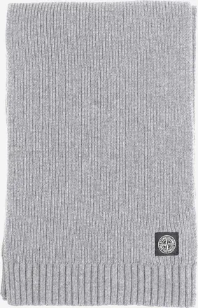 Stone Island Boys Wool Blend Scarf With Logo Gray Scarfs