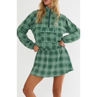 Beach Riot Atticus Plaid Quarter Zip Pullover Jacket in Fairway Plaid at Nordstrom, Size X-Large