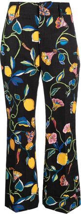 La DoubleJ Hendrix floral-print cropped trousers - women - Cotton/Spandex/Elastane - S - Black