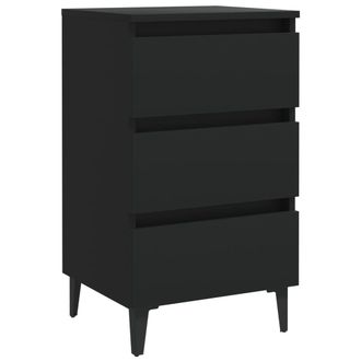vidaXL Mesita De Noche Con Patas De Metal Negro 40x35x69 Cm Vidaxl