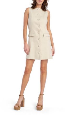 Favorite Daughter The Cece Sleeveless Linen Blend Minidress in Light Khaki at Nordstrom, Size 12
