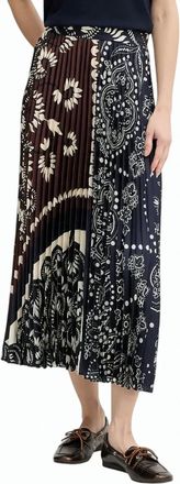 Weekend Patchwork Midi-Length Pleated Skirt