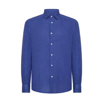 Peuterey Blauw Linnen Overhemd Slim Fit - Heren - Casual Overhemden - Blauw - S - Linnen - Overhemden