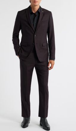 John Varvatos Varick Slim Fit Burgundy Slub Wool Suit at Nordstrom, Size 42 Regular