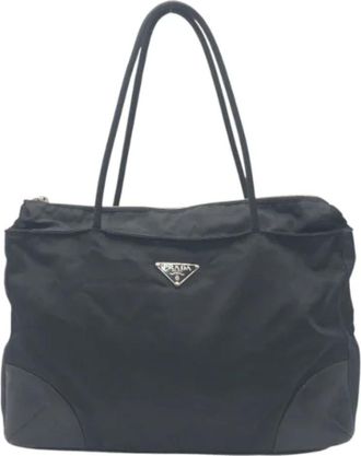 Prada Pre-owned Tote Bags, female, Black, Size: ONE SIZE Pre-owned Nylon totes