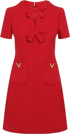 Valentino Red Virgin Wool Mini Dress-Donna